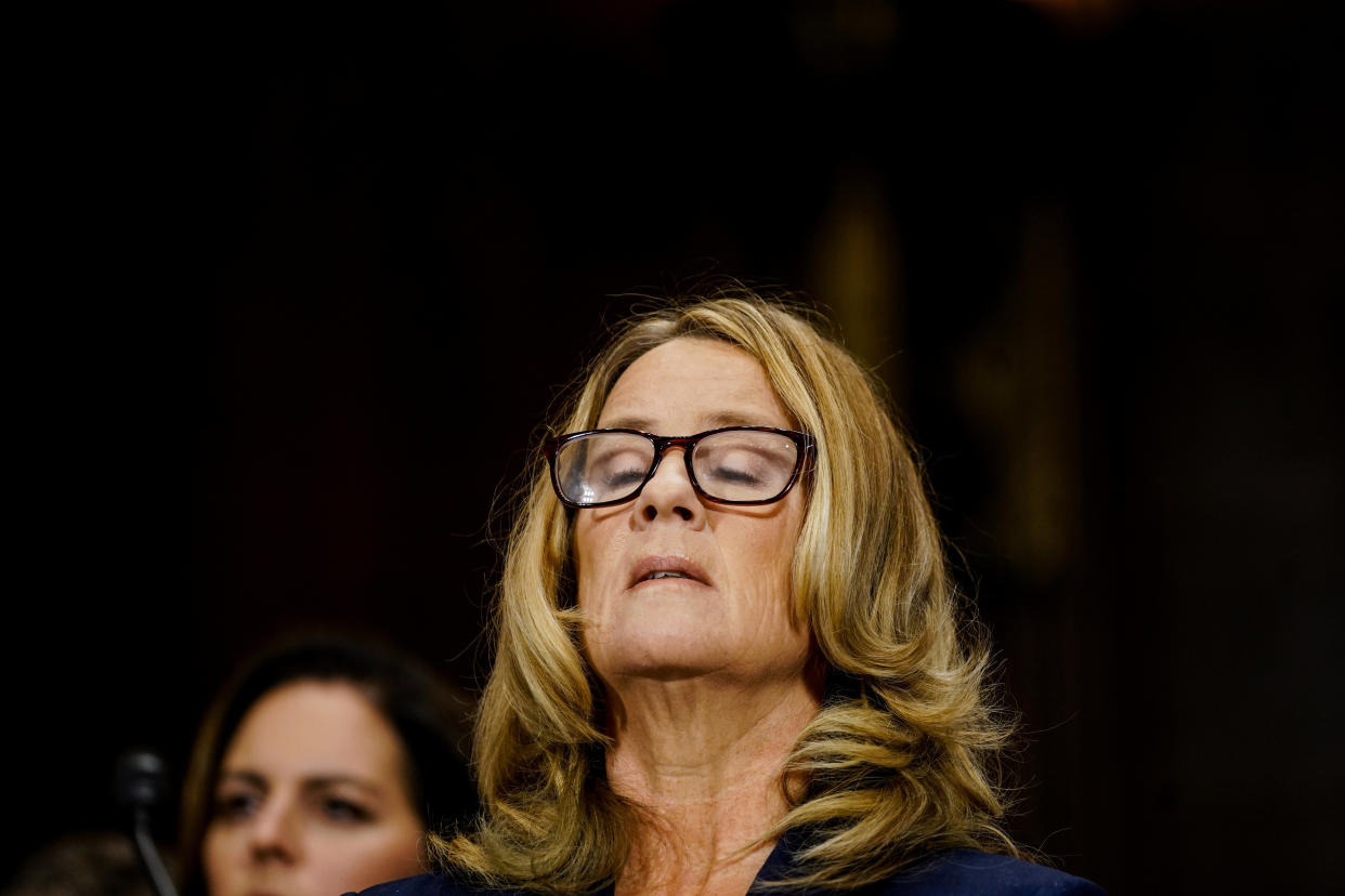 Christine Blasey Ford, a psychology professor, said Brett Kavanaugh drunkenly pinned her down, groped her, tried to undress her and covered her mouth when they were in high school in 1982. (The Washington Post via Getty Images)