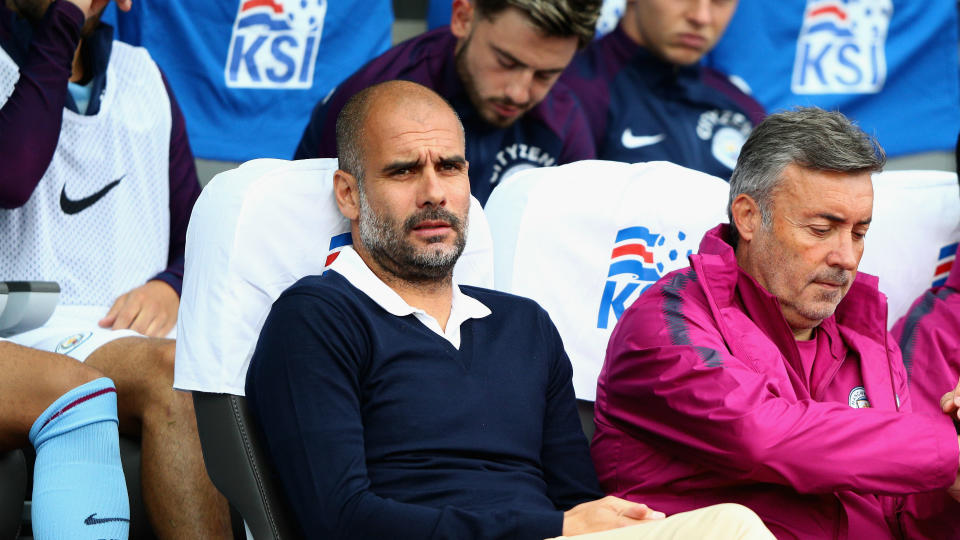 Pep Guardiola in the dugout