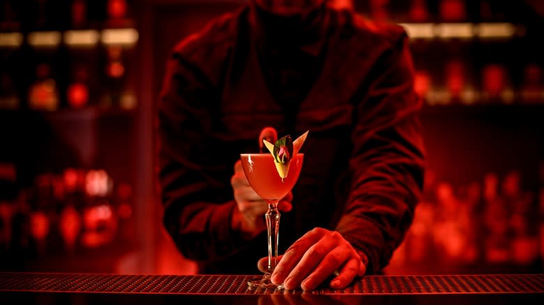 Red cocktail in red light