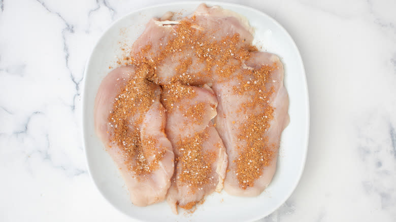 spice seasoning on chicken breast