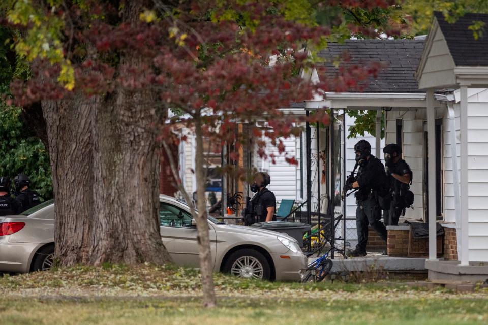 The Evansville-Vanderburgh Joint Drug Task Force, with assistance from the EPD's Special Weapons and Tactics Unit, served a search warrant at a home in the 2300 block of Margybeth Avenue thursday, Oct. 19, 2023.