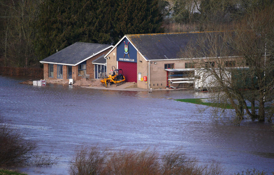 Flooding by the Ross Rowing Club in Ross-on-Wye in Herefordshire, after high winds and wet weather. Britons have been warned to brace for strengthening winds and lashing rain as Storm Franklin moved in overnight, just days after Storm Eunice destroyed buildings and left 1.4 million homes without power. Picture date: Monday February 21, 2022.