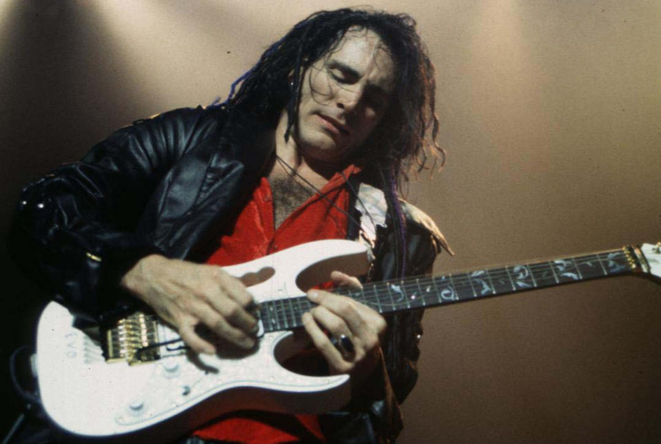 Steve Vai performs at The Academy in New York City in 1993