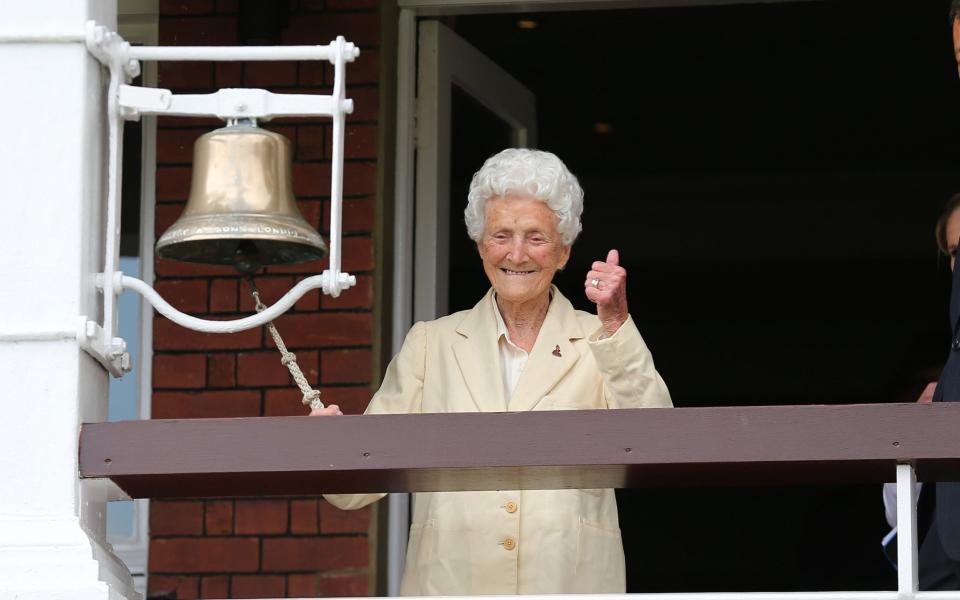 Ash ringing the bell at Lord's ahead of England Women's victory in the 2017 World Cup final - GETTY IMAGES