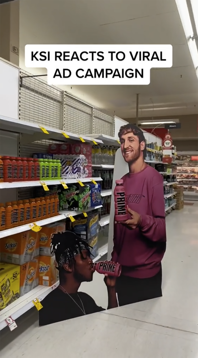 Taylor Swift cardboard Cutout in a grocery store