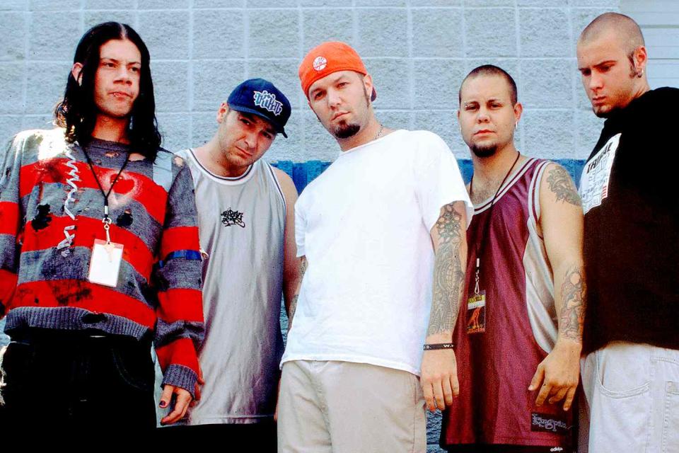 <p>Paul Natkin/Getty</p> Limp Bizkit backstage at a Chicago show in September 1997