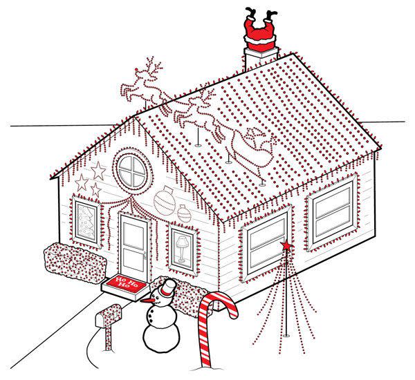 how to draw christmas lights on a house