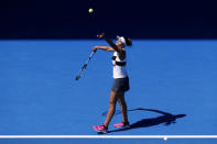 Tennis - Australian Open - Fourth Round - Melbourne Park, Melbourne, Australia, January 21, 2019. Madison Keys of the U.S. serves to Ukraine's Elina Svitolina. REUTERS/Aly Song