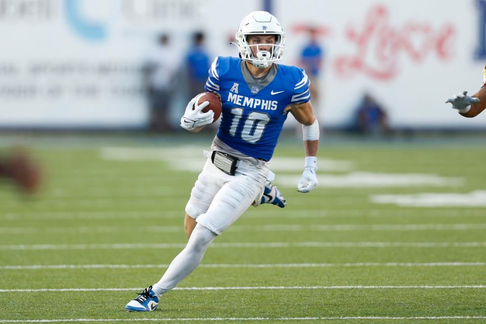 Memphis' Koby Drake (10) runs with the ball during the game between the University of Memphis and Bethune-Cookman University in Memphis, Tenn., on Saturday, September 2, 2023.