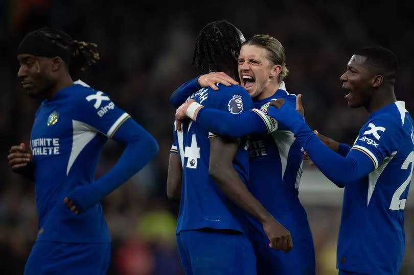 Conor Gallagher celebrates scoring for Chelsea against Aston Villa