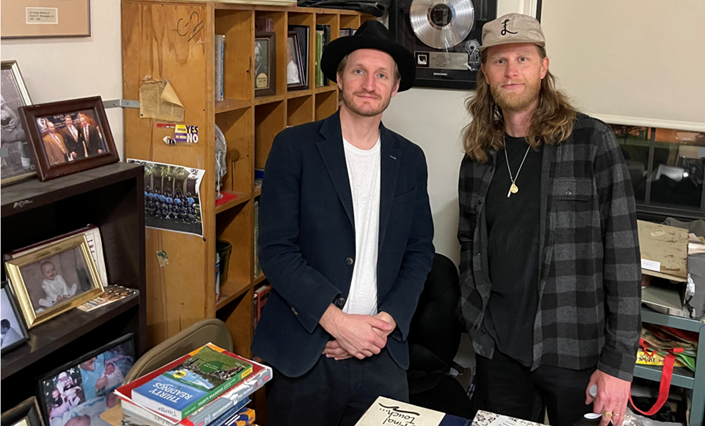 Lumineers founding members Jeremiah Fraites and Wesley Schultz returned to Ramsey High School to record the video for their "A.M. Radio" release.