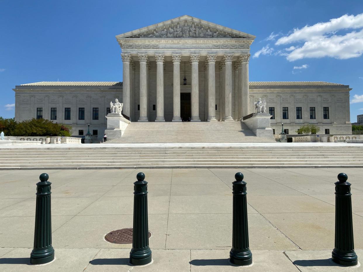 An empty US Supreme Court is seen amid the coronavirus pandemic as the stay at home order has been extended in Washington: Getty