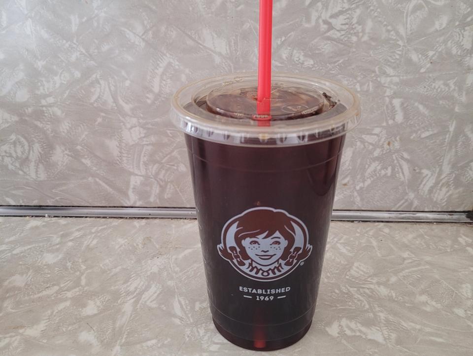 cup of black iced coffee from wendy's