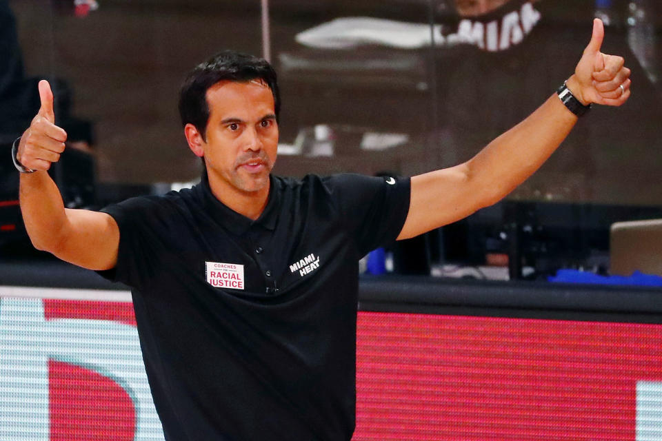 Heat coach Erik Spoelstra has two championship rings to his name. (Kim Klement - Pool/Getty Images)