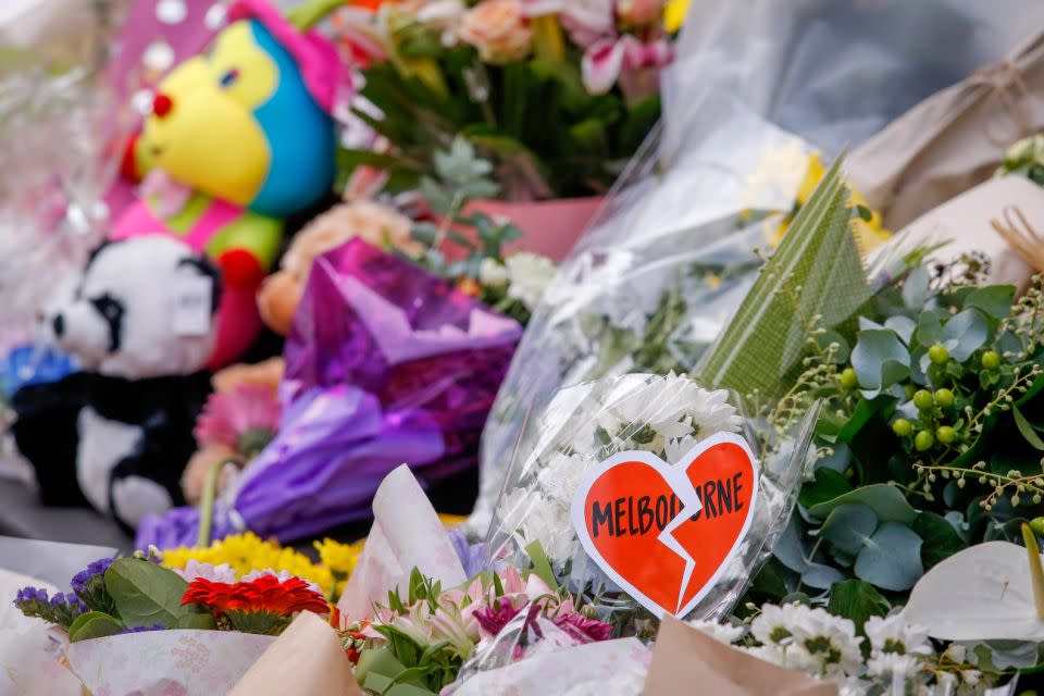 Tributes laid at the site of the Bourke Street car rampage. Photo: Getty Images