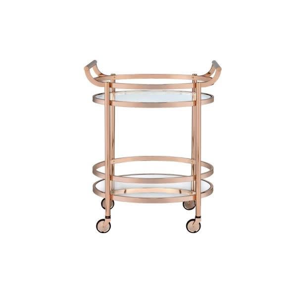 Lakelyn Clear Glass and Rose Gold Serving Cart