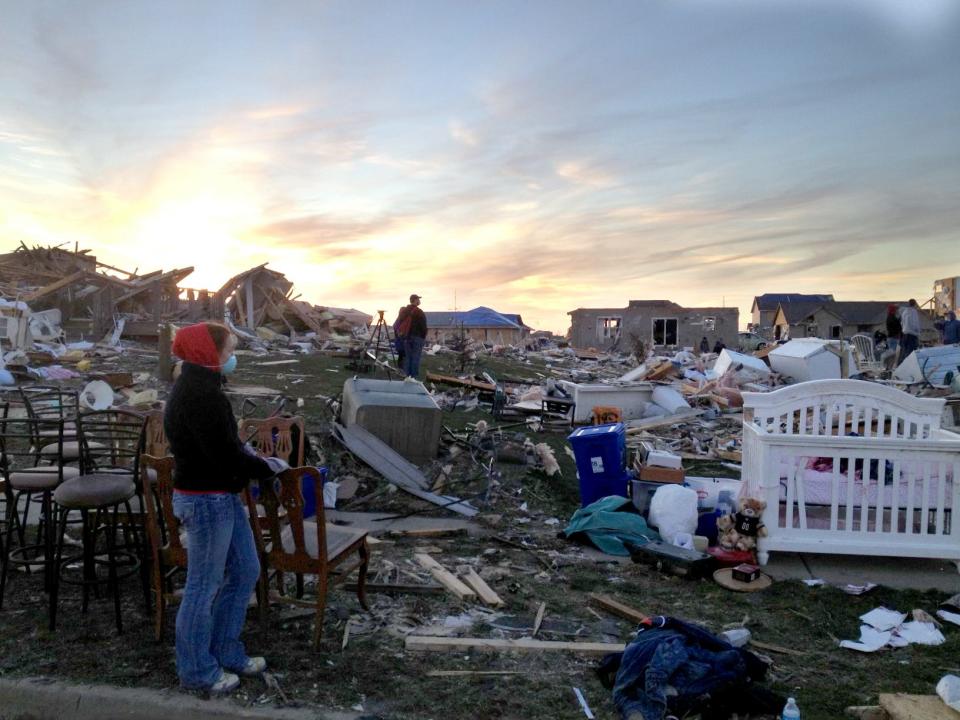 The crib for Misty Dykema's 6-month-old daughter was the only thing left standing in the family's Washington home following the tornado Nov. 17, 2013.