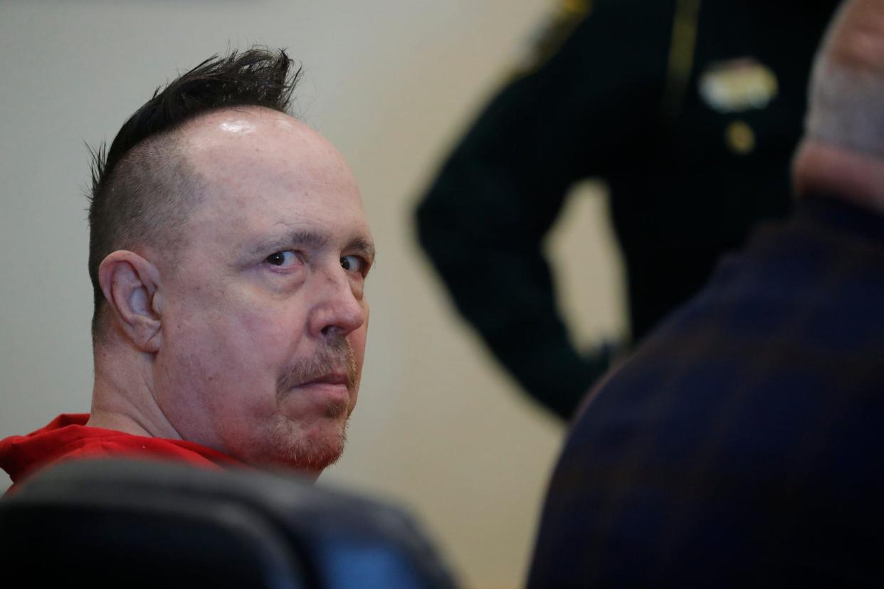 Joseph Zieler, 61, here appearing  briefly before Lee Circuit Judge Robert Branning on Thursday, June1, 2023 for a motions hearing, has filed an appeal in his conviction last month in the 1990 slayings of Robin Cornell, 11, and her babysitter Lisa Story, 32.