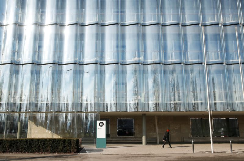 The logo of insurance company Swiss Re is seen in front of its headquarters in Zurich