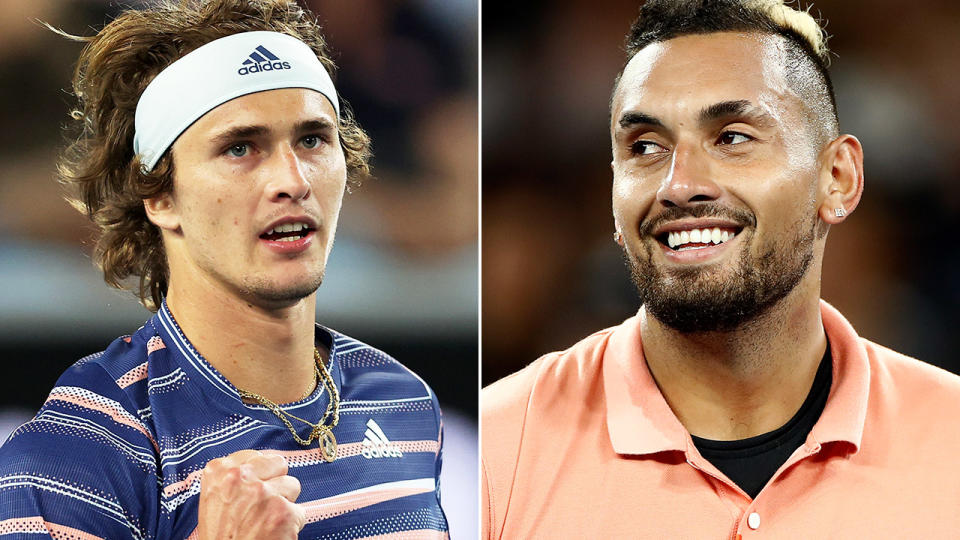 Alexander Zverev and Nick Kyrgios, pictured here at the Australian Open.