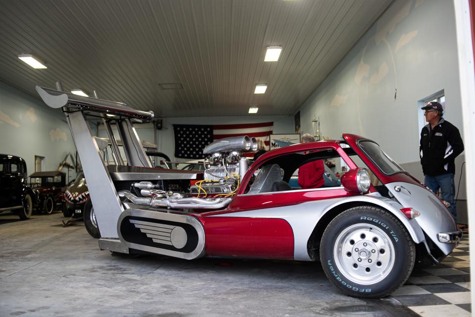 Gary VanderPol built this 1959 BMW Isetta Drag car, modeled after the Hot Wheels toy version his son, Steve VanderPol, got for Christmas one year.