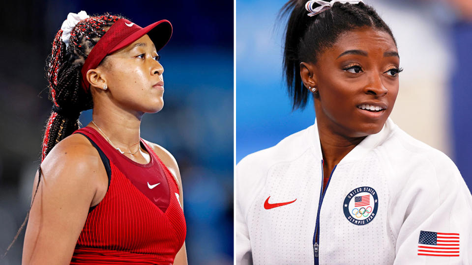 Seen here, tennis star Naomi Osaka and US gymnast Simone Biles.