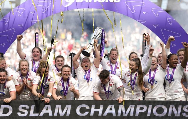 England lift the Women's Six Nations title at Twickenham 