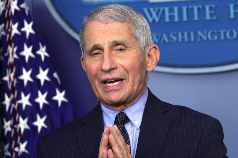 Dr. Anthony Fauci, director of the National Institute of Allergy and Infectious Diseases, speaks during a recent White House press briefing. (Photo by Alex Wong/Getty Images)