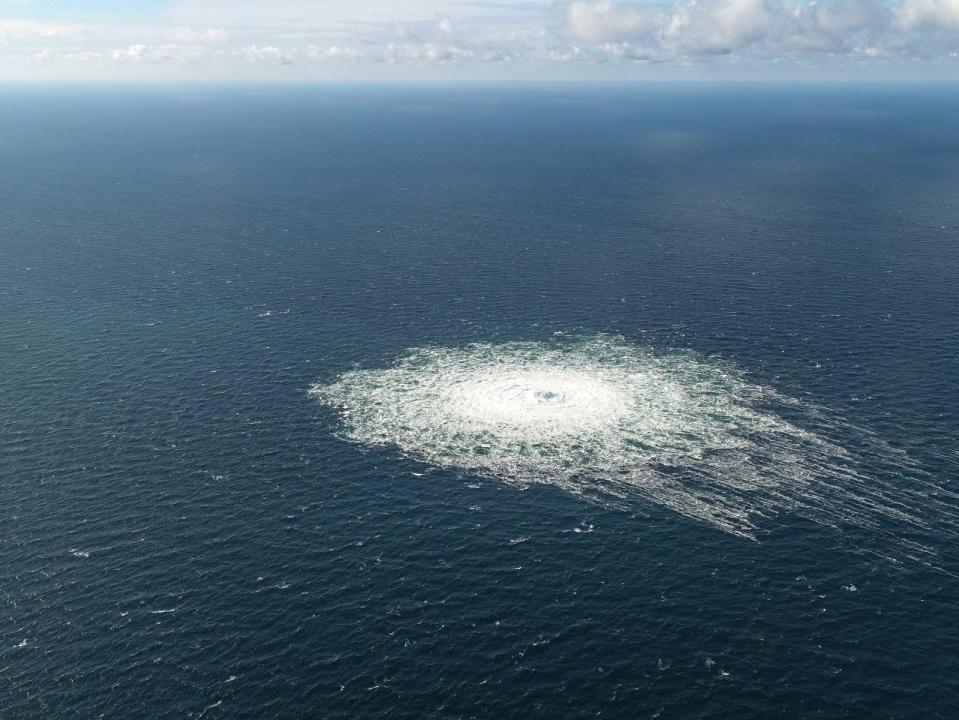 Danish military video of bubbles in Baltic Sea where Nord Stream pipeline leaked.