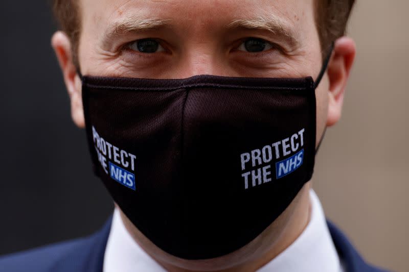 Britain's Health Secretary Matt Hancock arrives at Downing Street in London