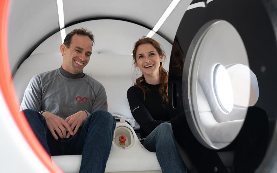 Chief technology officer Josh Giegel and director of passenger experience Sara Luchian were its first human passengers (Virgin) 