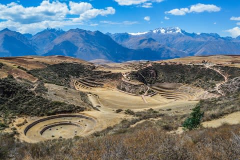 Circular terraces in Moray in the Sacred Valley - Credit: Getty