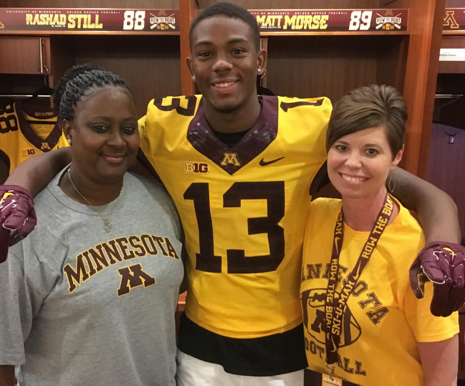 Rashod Bateman is shown with LaShonda Cromer (L) and Mindy Palmer. (Photos courtesy Bateman family)