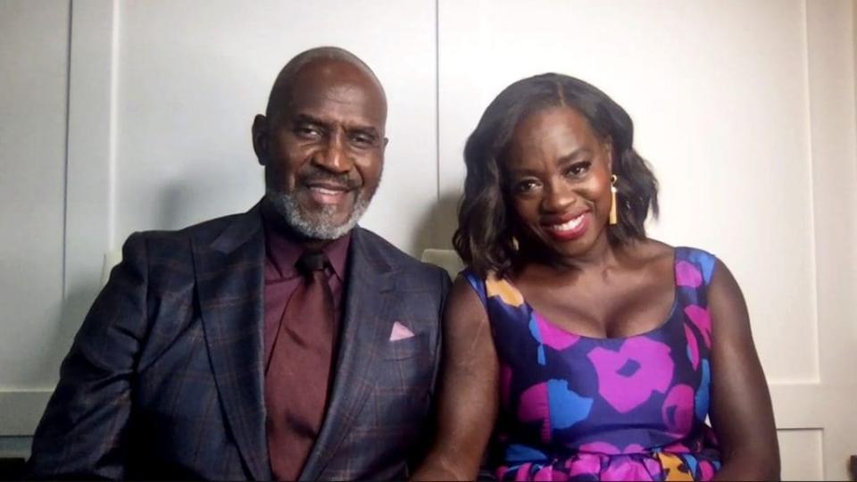 In this screengrab, Julius Tennon and Viola Davis, winner of Outstanding Actress in a Drama Series and Outstanding Actress in a Motion Picture categories speak at the 52nd NAACP Image Awards Virtual Press Conference on March 27, 2021 in Various Cities. (Photo by Getty Images/Getty Images for NAACP Image Awards)