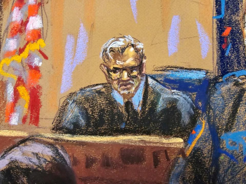 Court sketch of Judge Merchan on the first day of the trial (REUTERS)