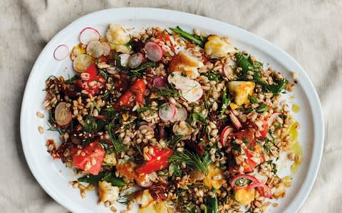 Halloumi, pickled watermelon and spelt - Credit: Matt Russell