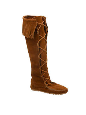 Lace-up fringe boots