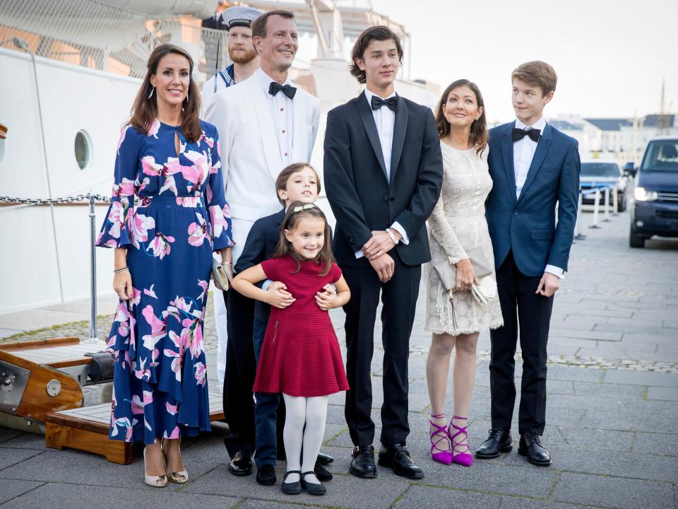 Princess Marie of Denmark, Prince Joachim of Denmark, Prince Henrik of Denmark, Princess Athena of Denmark, Prince Nikolai of Denmark, Countess Alexandra of Denmark and Prince Felix of Denmark in August 2017