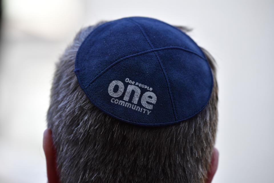 A participant of the 'Berlin Wears Kippa' rally on April 25, 2018.
