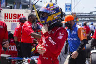 Marcus Ericsson, of Sweden, prepares to drive during practice for the Indianapolis 500 auto race at Indianapolis Motor Speedway in Indianapolis, Thursday, May 20, 2021. (AP Photo/Michael Conroy)