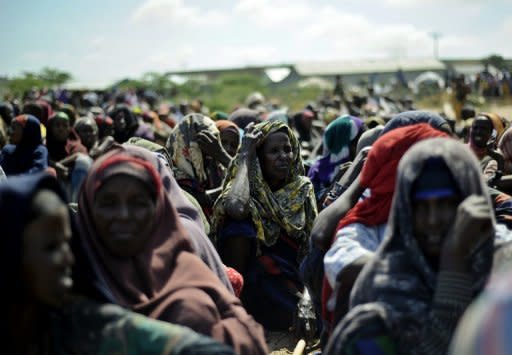 Women displaced from southern Somalia by famine sit at an internally displaced persons camp in Mogadishu. The UN has described Somalia, where a civil war has been going on since 1991, as facing the most severe humanitarian crisis in the world