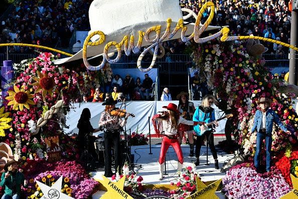 PASADENA, CALIFORNIA - JANUARY 01: Annie Bosko performs in the 135th Rose Parade Presented by Honda on January 01, 2024 in Pasadena, California. (Photo by Jerod Harris/Getty Images)