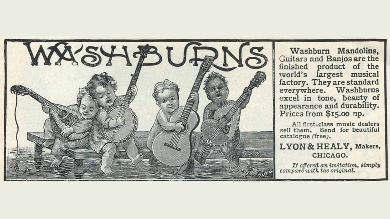  Advertisement for washburn mandolins, guitars and banjos by Lyon and Healy, Chicago, Illinois, 1899. 