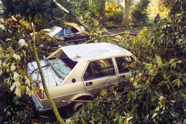 Cars destroyed during the storm