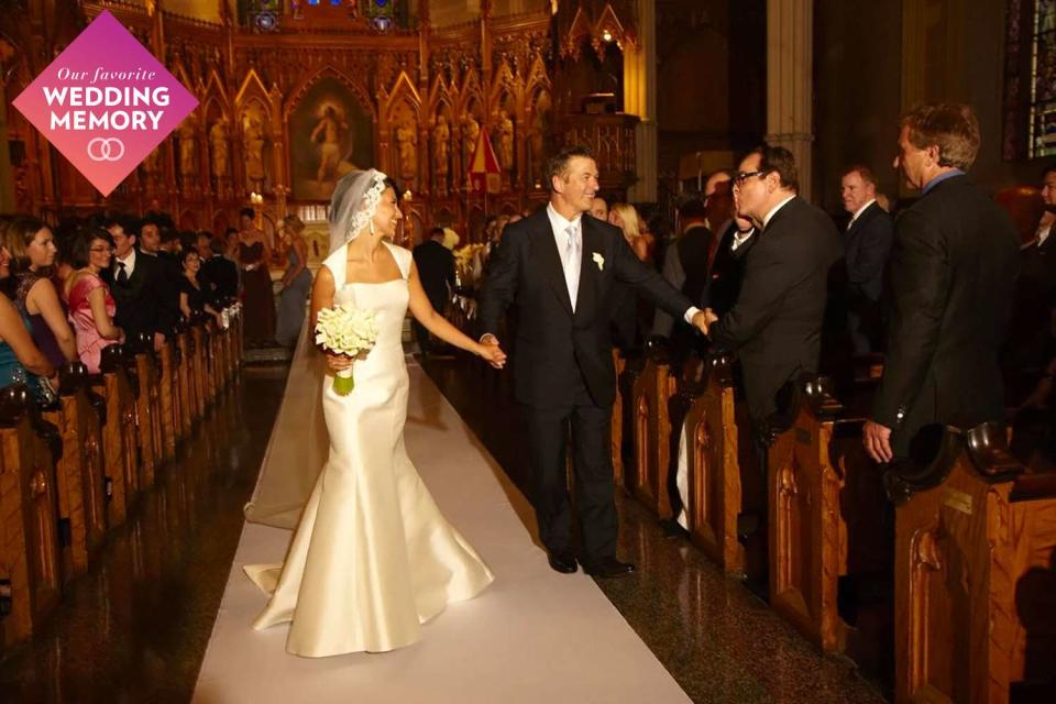 <p>Courtesy of Hilaria Baldwin</p> Hilaria Baldwin walking down the aisle on her wedding to Alex Baldwin in 2012. 