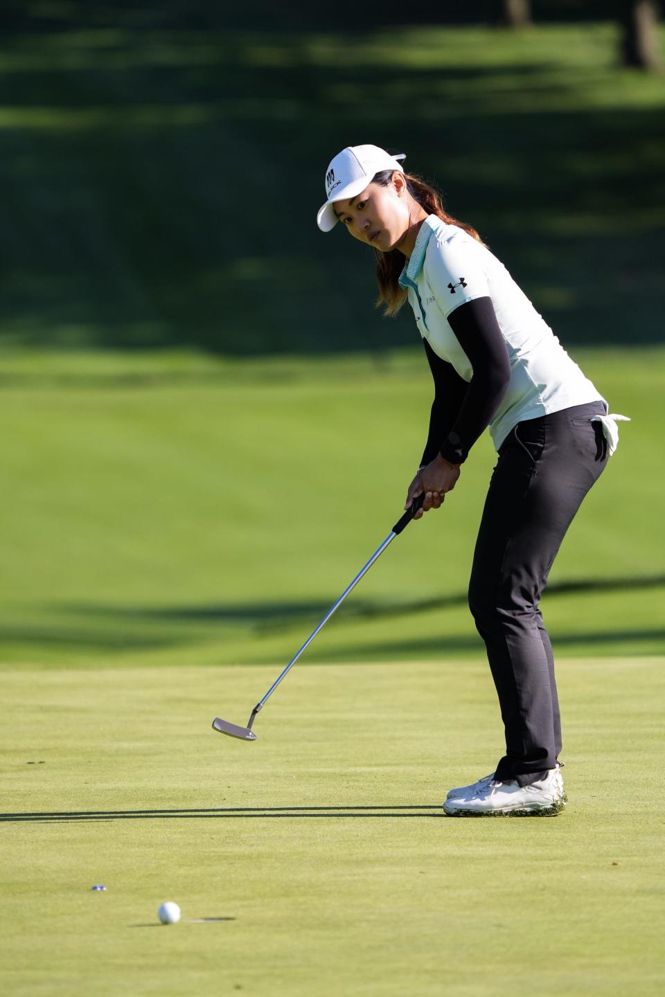 Xiyu Janet Lin puts and misses the hole by inches at the 2022 Kroger Queen City Championship golf tournament on Friday September 9, 2022 at the Kenwood Country Club in Madeira, Ohio.