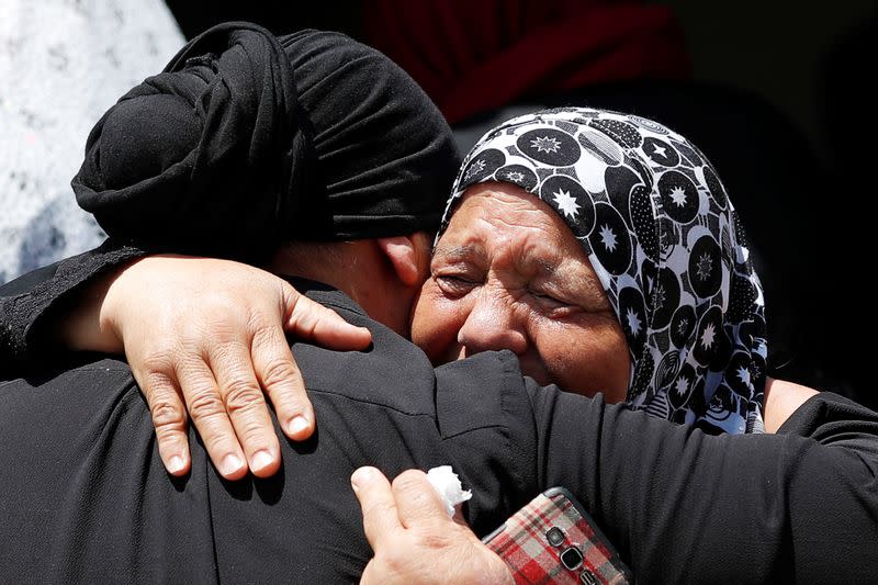 Relatives of Palestinian man Yakoub react during?his funeral in the?Israeli-occupied West Bank