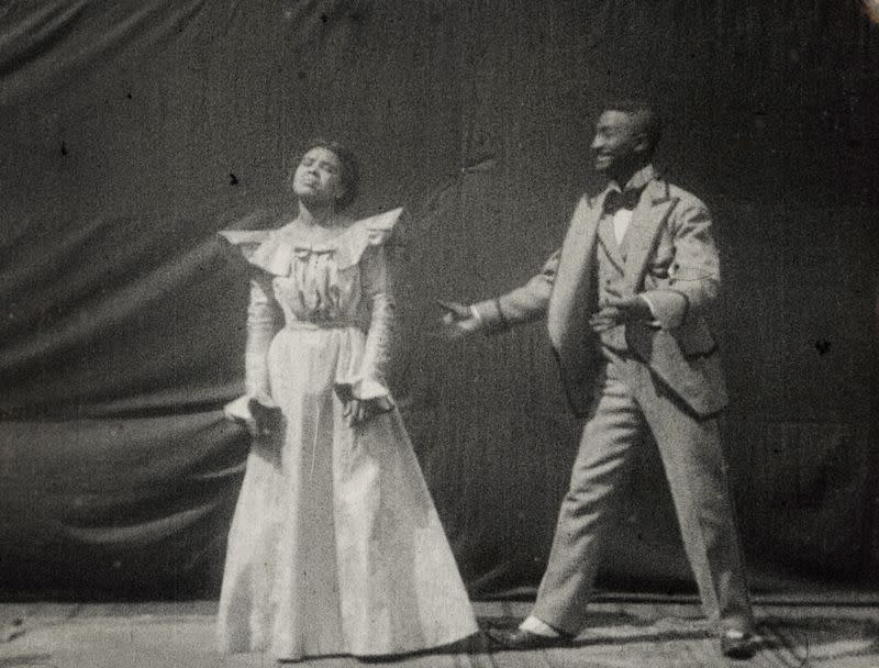 A still from Leksvik version of 'Something Good – Negro Kiss' movie