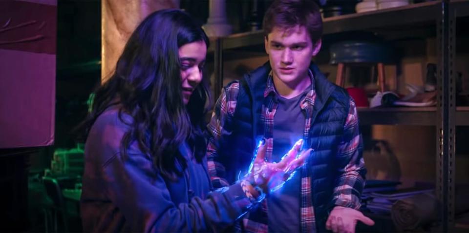 <div class="inline-image__caption"><p>Kamala Khan (Iman Vellani) tests out her powers (alongside her friend Bruno, played by Matt Lintz) in the <em>Ms. Marvel </em>TV show. </p></div> <div class="inline-image__credit">Marvel Entertainment/Disney+</div>