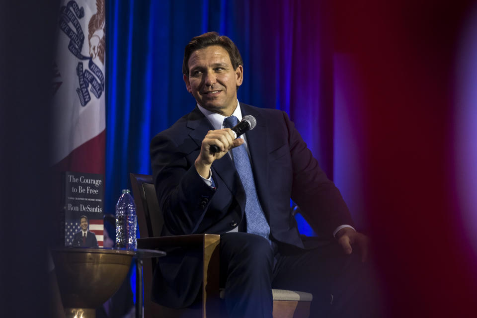 Ron DeSantis, governor of Florida, during a Freedom Blueprint event in Des Moines, Iowa, US, on Friday, March 10, 2023.  / Credit: Bloomberg